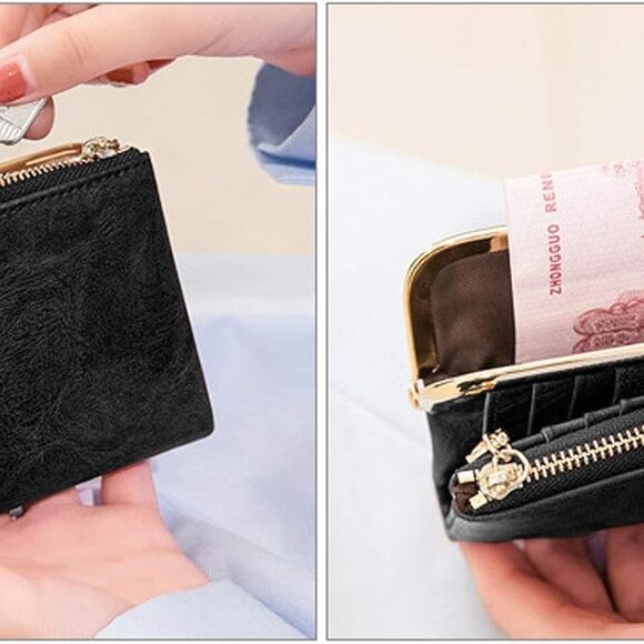 Womens RFID Leather Wallet Compact Bifold Coin Purse Card Holder Gift - Picture 7 of 7